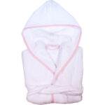 ALBORNOZ CAPUCHA COLOR BLANCO RIBETE ROSA